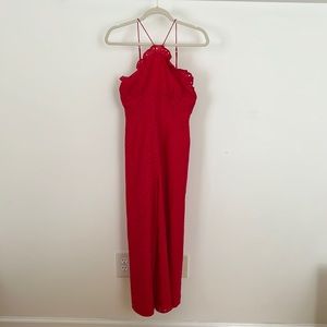 KEEPSAKE Special Occasion Red Romper with Adjustable Straps